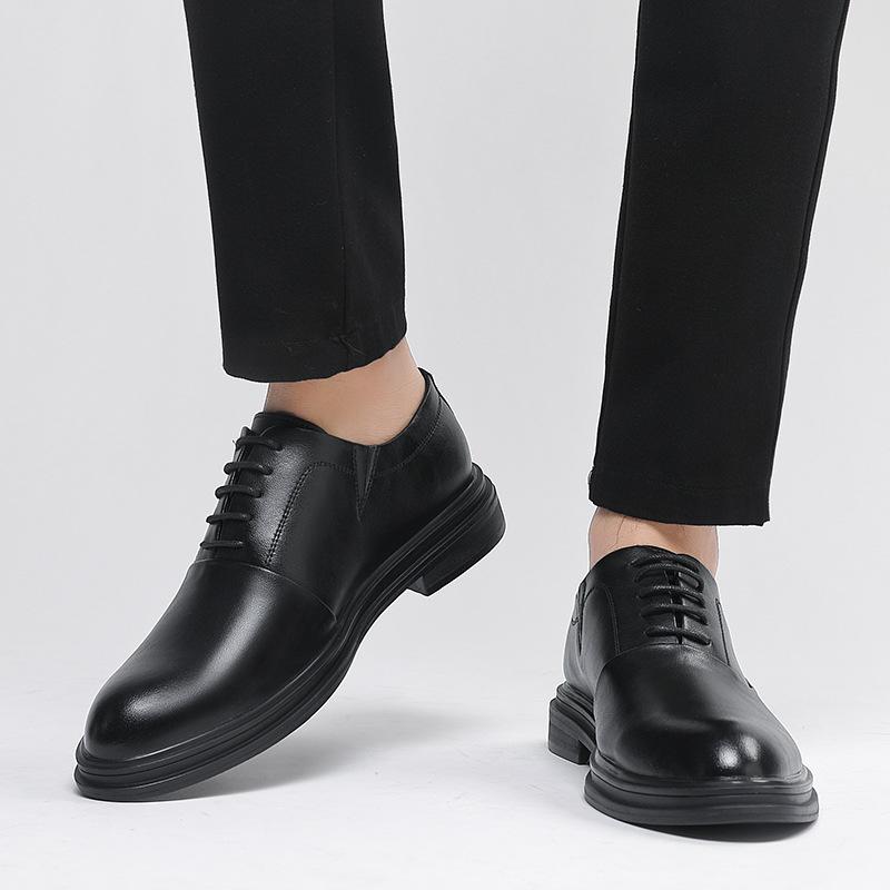 Größe 44 Herren Unsichtbare Schuhe mit Höhenerhöhung, Modische Leder Slipper Casual Flache Business Schuhe, Schwarzes Elevator-Schuhwerk für Herren