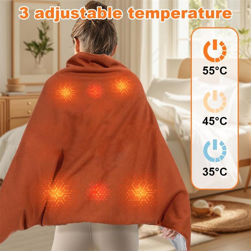 Winter Usb Electric Heated Blanket Wearable 3 Heating Level Heated Shawl Portable Body Warmer Blanket For Home Office Sofa Shawl