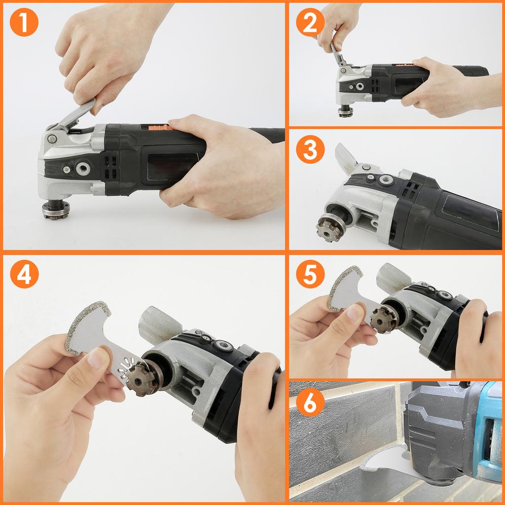 6/12 Pcs Diamond Oscillating Saw Blades Multi Tools Saw Blades Oscillating Blade Kit Power Tool Accessories for Wood Metal PVC