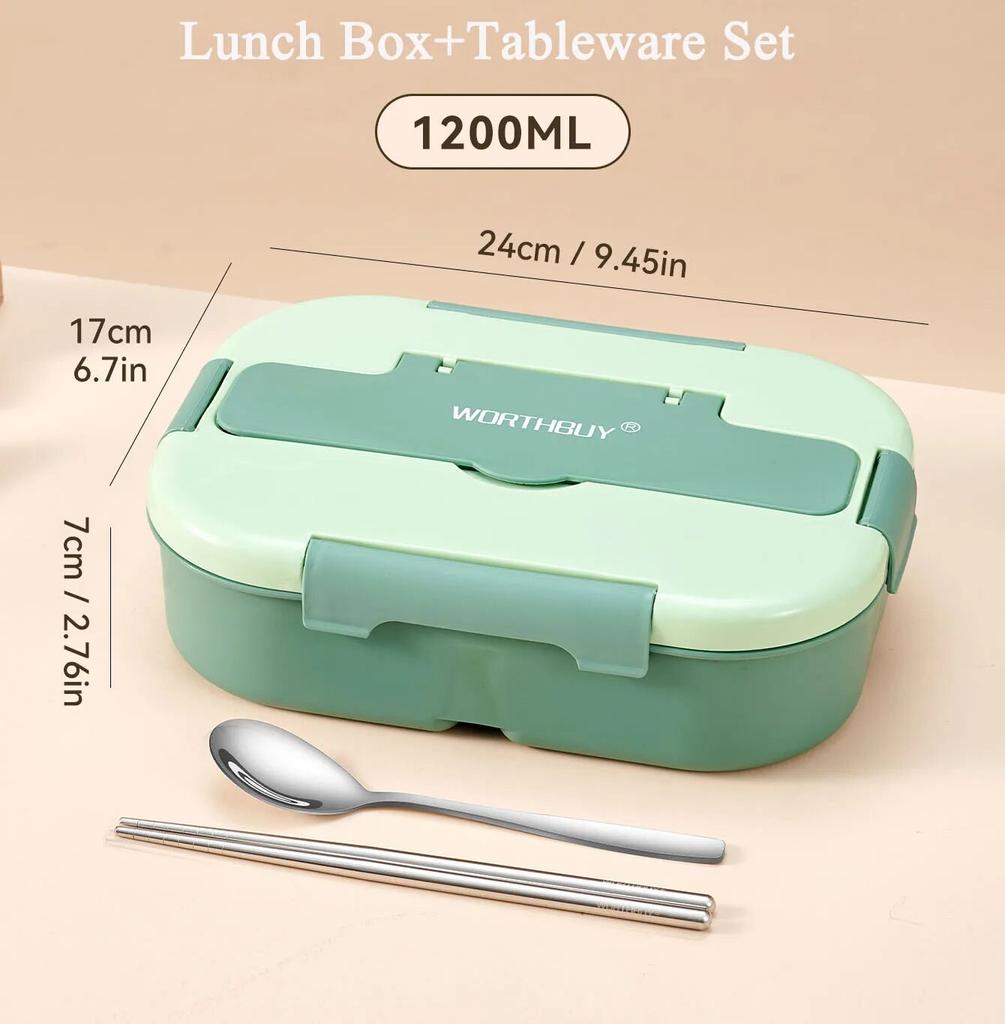 Boîte à lunch Bento portable avec compartiment, récipient à lunch en plastique pour micro-ondes, pour écoliers, travailleurs, récipient alimentaire anti-fuite