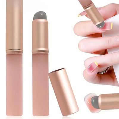 Silicone Nail Brush Flat Applicator Sticks Reusable Lip Brush With Cover For Dust Prevention Silicone Nail Powder Applying Tool