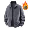 Men's Velvet-Lined Stand Collar Winter Jacket - Loose Fit, Plus Sizes Available