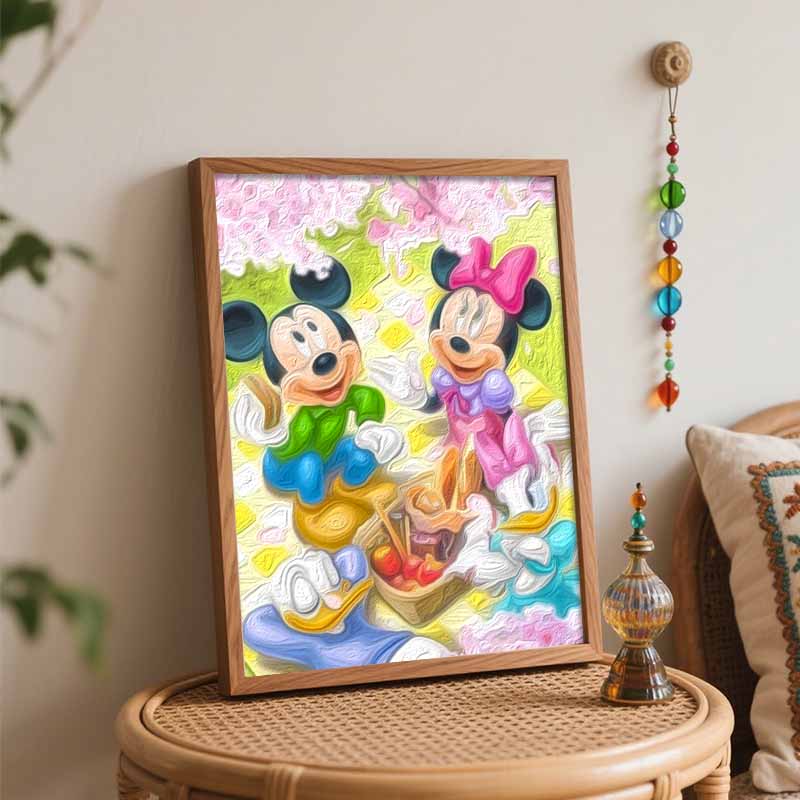 Disney Mickey Mouse and Friends Picnic Oil Painting Art Set Handmade Diy Gift Home Decoration