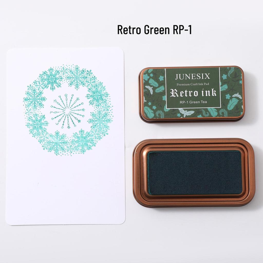 Retro Tin Box Stamp Pad Set: 8-Color Ink Pads for Rubber Stamp Journals and DIY Projects.