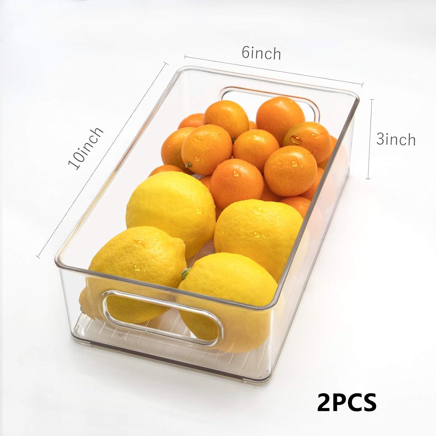 

2 штабелируемых контейнера-органайзера для холодильника, прозрачные контейнеры-органайзеры для кухни с ручками для кладовой, шкафов, полок, ящика, морозильной камеры 2PCS