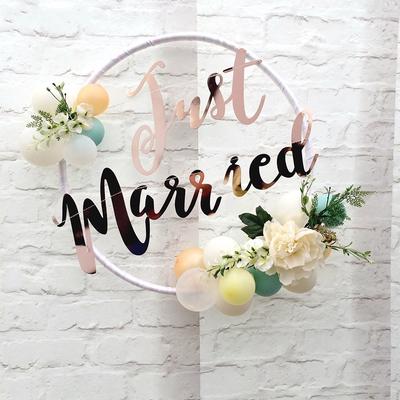 Rose Just Married Mr & Mrs Team Bride Cuvinte în limba engleză Banner pentru petrecere de nuntă