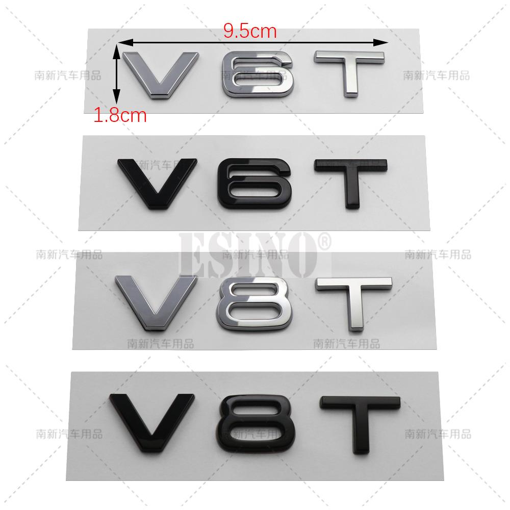 2026 Car Styling V6T V8T 3D ABS Chrome Emblem Car Badge Sticker Decal Auto Accessory for Audi A6 A7 A8 S4 S5 S6 S7 S8 RS4 RS5 RS6 RS7