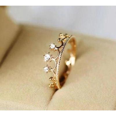 Classic Ladies Fashion Simple and Exquisite Crown Inlaid White Rhinestone Female Ring 2022 New Zircon Factory Direct Supply