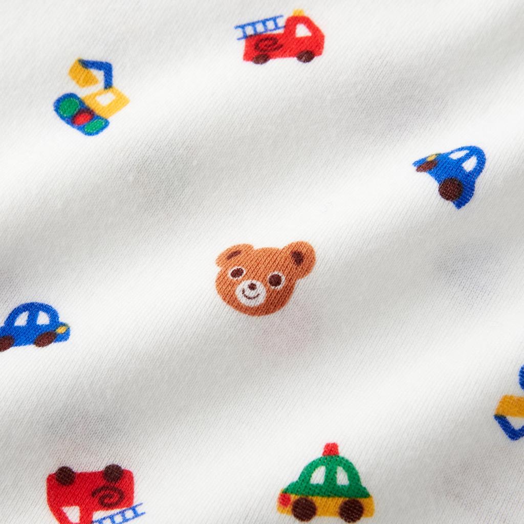 MIKI HOUSE Short Sleeve Baby Undershirt, All-Over Print, 100% Cotton, Made in Japan, for Boys and Girls, Newborns, 70cm, Blue, 40-1526-143