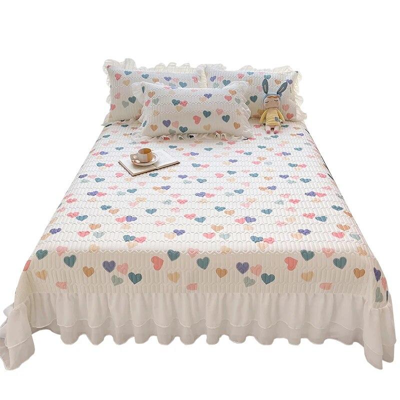 

Комплект покрывал для кровати, летняя королева, крутая латексная простыня, нескользящий коврик с оборками, спальный коврик с двойным принтом, покрывало на кровать с 2 наволочками 180x240cm 71x94inch