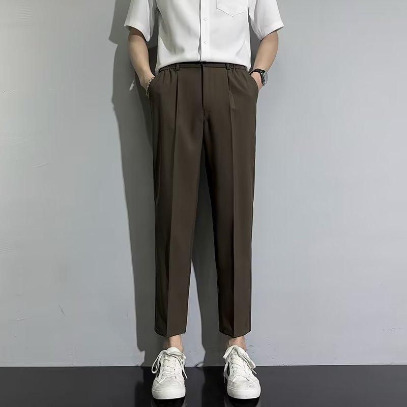 Nine-point Pants Lazy Trend New Solid Color Youth Popular Spring and Autumn Trendy Pants Men's Hong Kong Style Casual Straight