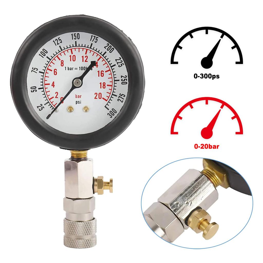 Compression Tester Kit Engine Cylinder Compression Tester 0-300 PSI Gauge M10 M12 M14 M18 Adapters Tool Set Motorcycle ATV Truck