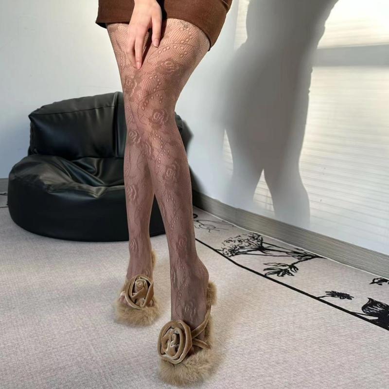 Women Chinese Style Sexy Hollowed Sheer Fishnet Pantyhose Rose Flower Jacquard Patterned Vintage Leggings Mesh Tights