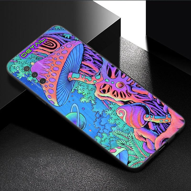 Aesthetic Trippy Mushrooms Phone Case For Samsung Galaxy A01 A03 Core A04 E A02 A05 A10 A20 A21 A30 A50 S A6 A8 + A7 Black Cover