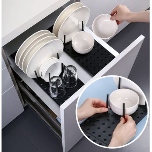 TAKEY Dish Stand, Dish Stand for Bowls, Plates, Dish Rack, Dish Drainer, Frying Pan Rack, Extendable Pot Stand, Dish Storage, Cookware Storage (2-Pack