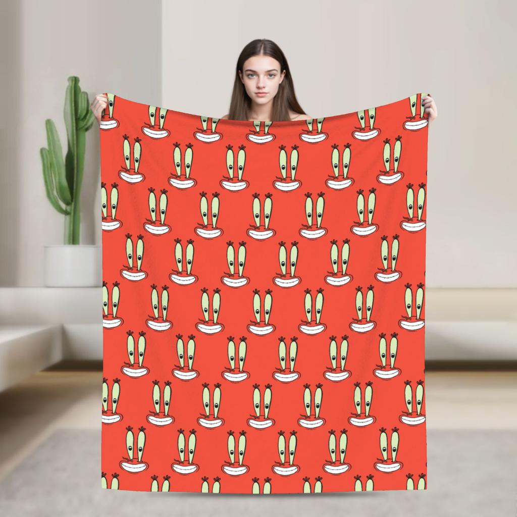 Alastor Hazbins Hotels Characters Blanket Flannel Spring Autumn Radio Demon Portable Throw Blanket for Home Office Bedspread