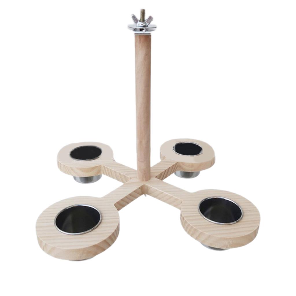 Parrots Feeder Perch with Dish Cup Screw Bird Perch Stand Cockatiel Feeder Birdcage Perches Climbing Toy for Budgies