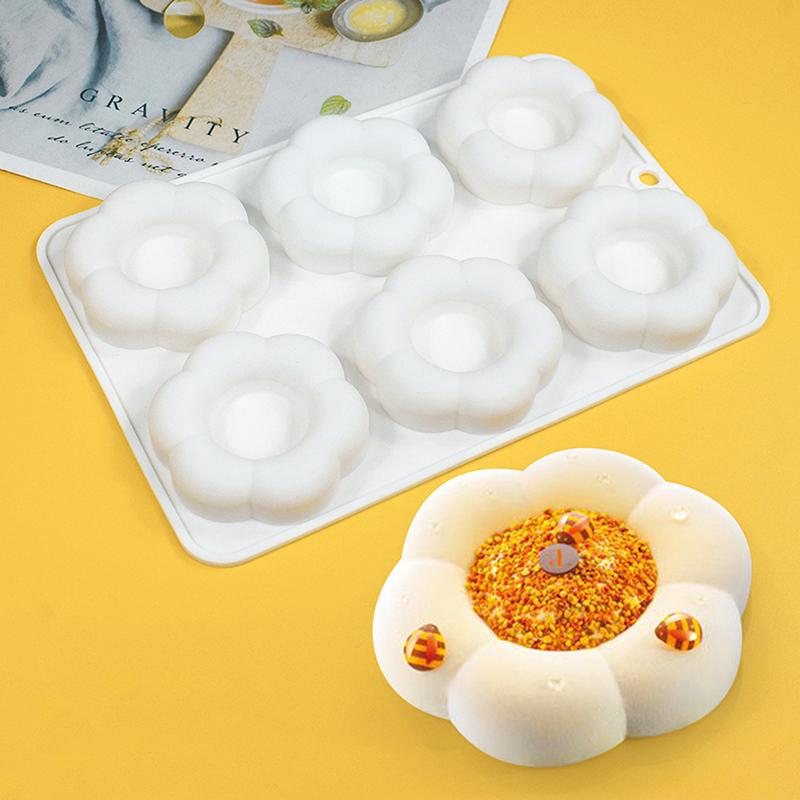 6-Cavity Flower-Shaped Silicone Cake Molds French Mousse Cake Molds Home Baking Tools Kitchen Styling And Baking Supplies