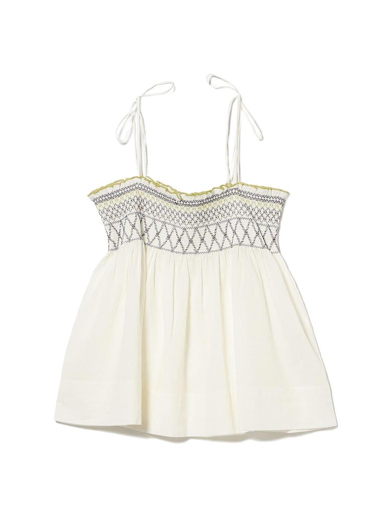 Beams Boy Women's Shirred Camisole S/S Shirt, IVORY FREE