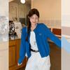 Early Autumn Versatile Crew Neck Single-breasted Embroidered Long-sleeved Knitted Cardigan Solid Color Sweater Loose Lazy  Jacket Women
