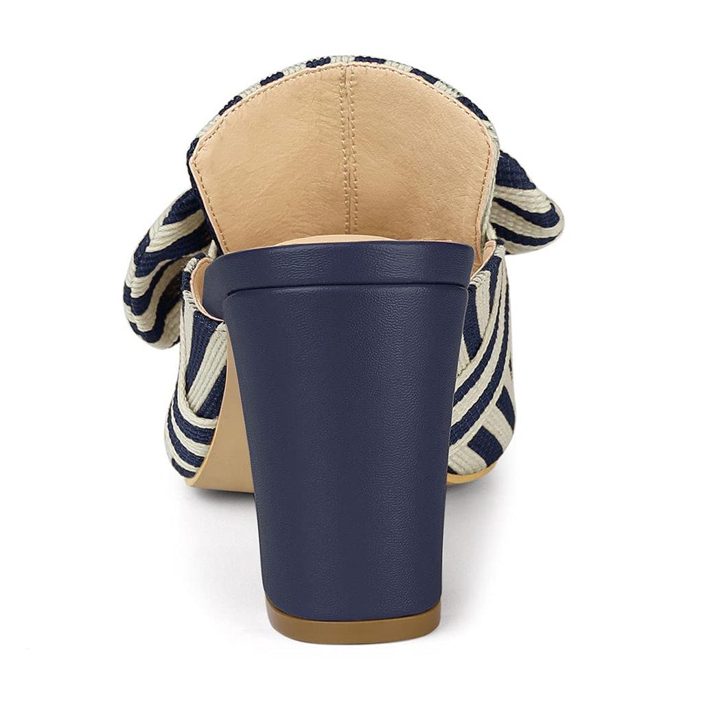 Allegra K Women's Slide Mule with Bow Buckle, Pointed Toe, Block Heel, Blue, Size 24.0 cm