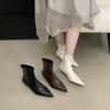 French Temperament High Heel Thin Short Women's Boots 2025 New Black Autumn and Winter Single Pointed Boots Small Naked Boots