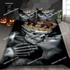 New Skull Duvet Cover Set Abstract Texture with Skull and Crossbones Pattern Aged Rusty Grunge Style Polyester Bedding Set