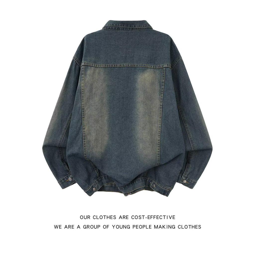 Retro Denim gewaschene Reversjacke: Vielseitig, Modisch, Lässig Hong Kong Stil.