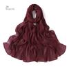 New Solid Color Silver Sequin Rhinestone Chiffon Scarf Fine Pleated Breathable Women's Turban Wrap Malay Shawl