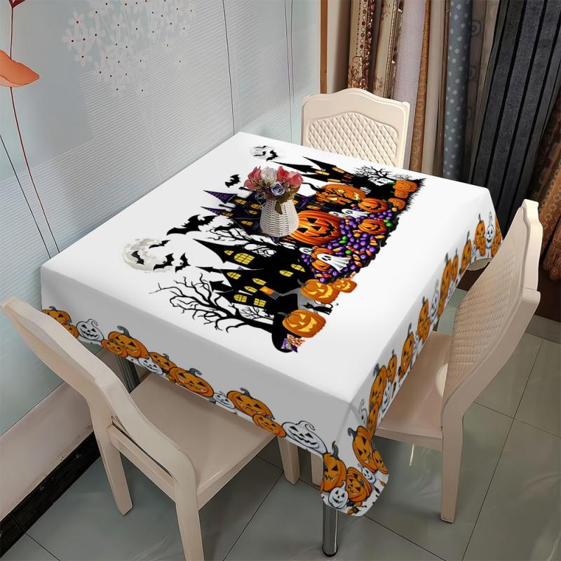 JIT1PC Halloween Pumpkin Theme Pattern Tablecloth Decorative Pattern Desktop Decorative Tableclothzyc