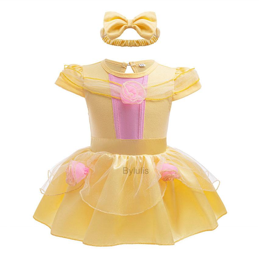 Fantasia Romper Anna Sofia Tutu Dress Headband Princess Aurora Alice Clothes Dress Halloween Party Costumes Outfit