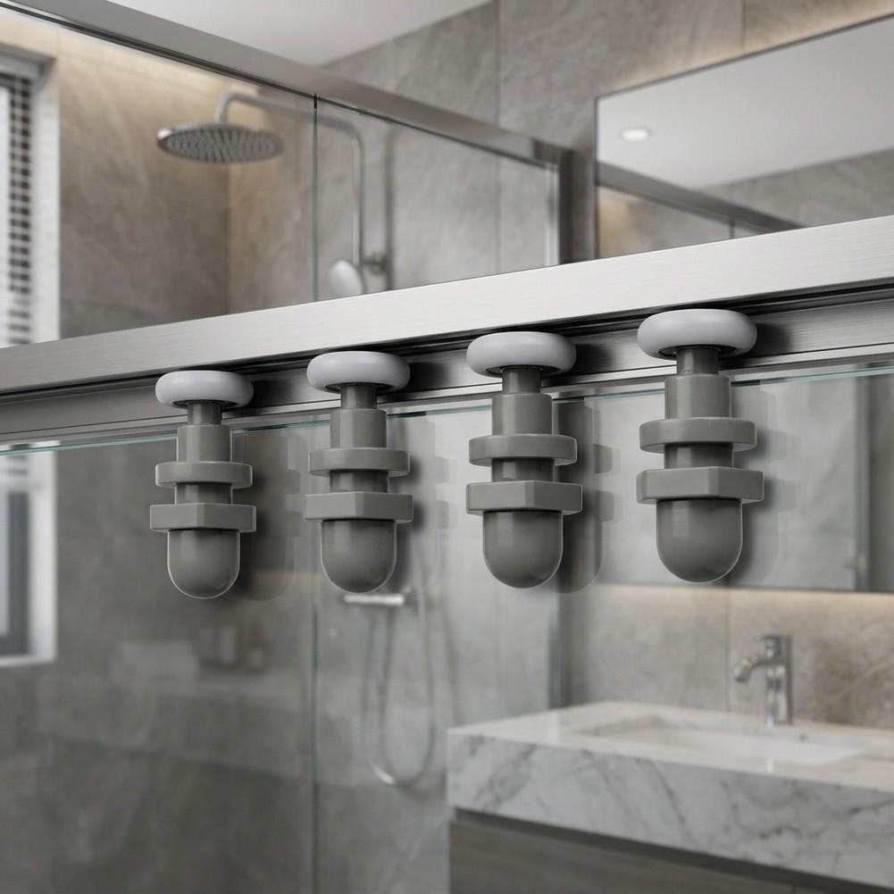 4pcs Shower Door Rollers for Frameless Glass Shower Doors with Reinforced Nylon Wheels and Sturdy Aluminum Alloy Core
