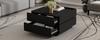Functional Coffee Table for the Living Room, 360 degrees Rotatable, Rotating Tabletop with 2 Shelves and Storage Space, Side Table Frame Black