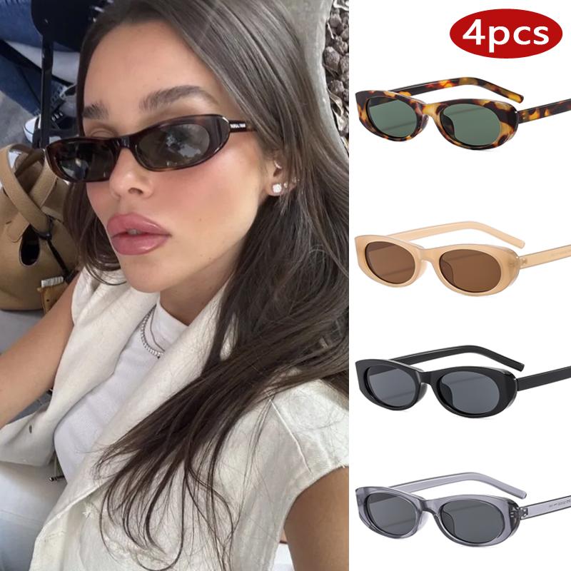 

4 шт. Новые y2k Солнцезащитные очки с маленькой оправой, неправильной овальной формы, Женские, Дизайнерские, Винтажные, Популярные, Панк, Хип-хоп, Оттенки