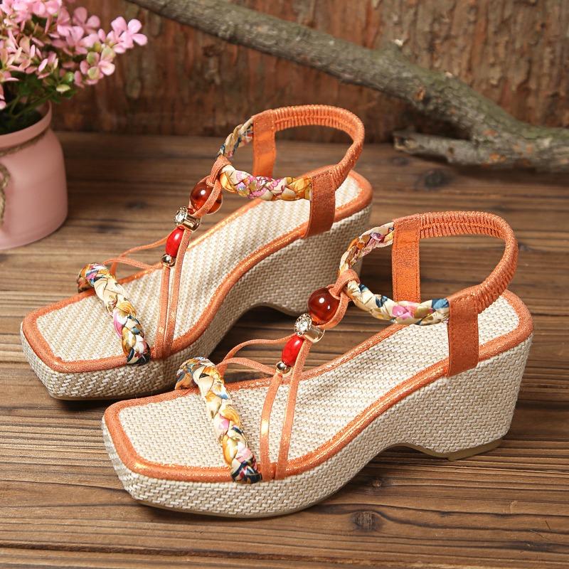 Fashion Women Bohemian Style Wedge Sandals Lady Open Toe Outdoor Beach Comfortable Roman Shoes Platform Gladiator Sandal Sandalias Mujer
