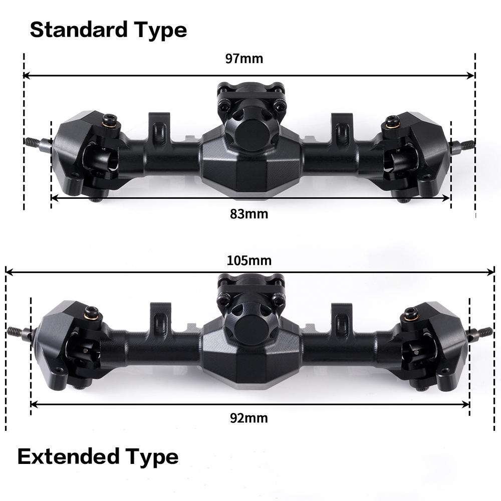 MIBIDAO Alu Alloy Extended / Stock Length Front Rear Axle for Axial SCX24 Deadbolt C10 Wrangler Gladiator Bronco 1/24 RC Car