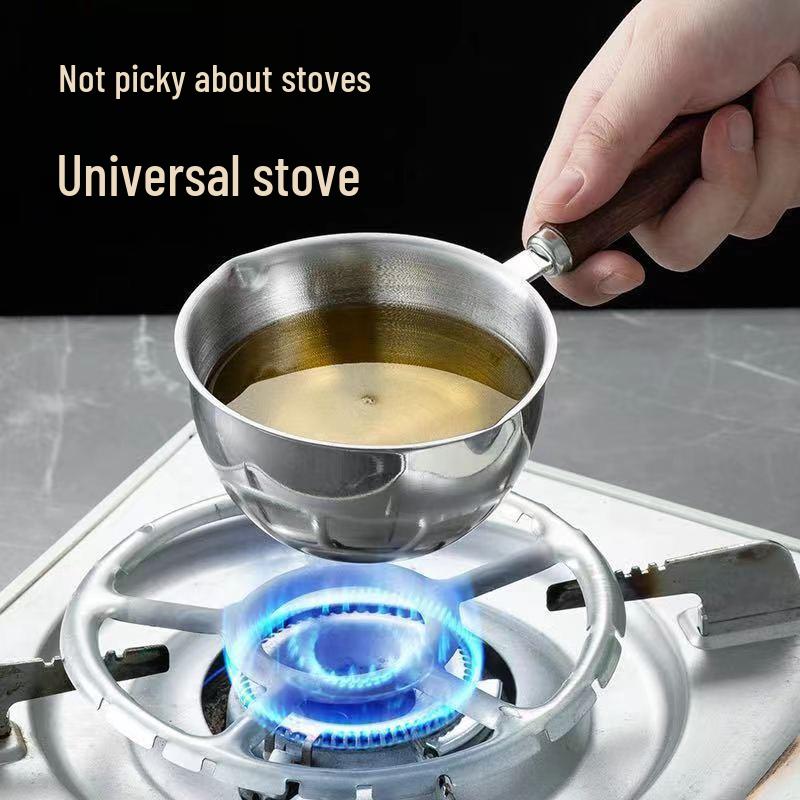 Stainless Steel Splash-Guard Small Pot for Hot Oil – Thickened, Flat Bottom Mini Pot for Baby Food Oil.