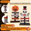 Creative Wooden Halloween Ghost and Pumpkin Ornament for Desktop Display