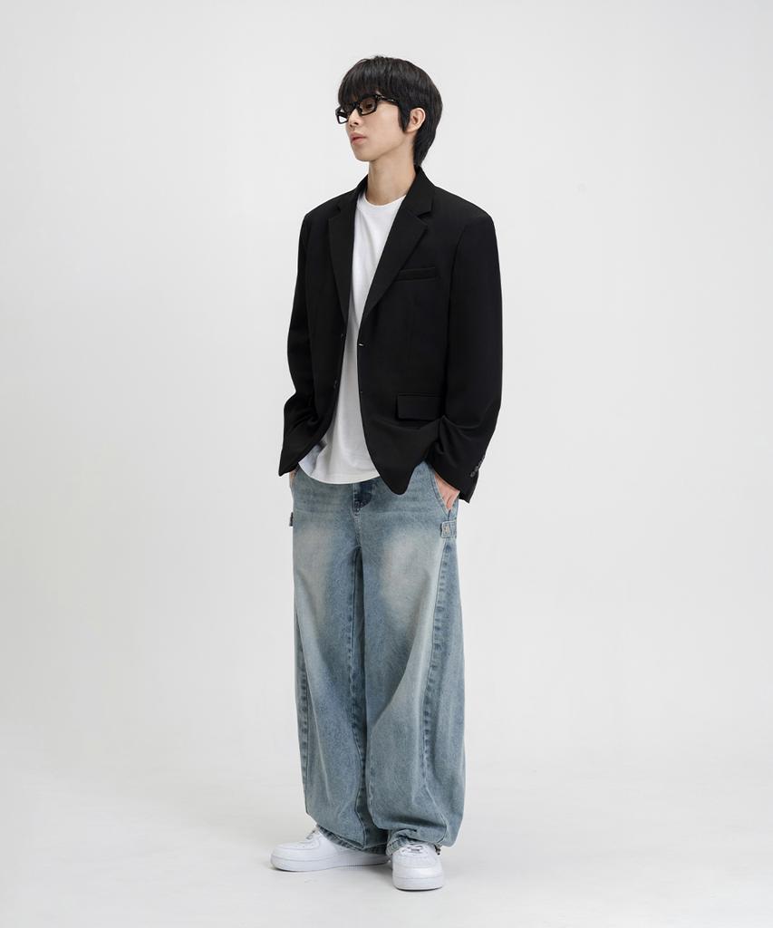 Lemain Second Basic Oversized Single Blazer Jacket [Black]