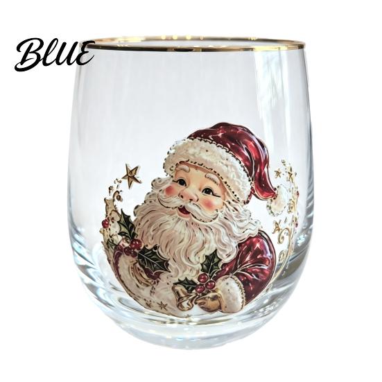 Christmas Wine Glasses Tumbler 300ml Santa Reindeer Snowman Cocktails Glass Tree Design Lead-free Kitchen Party Supplies Holiday Drinkware