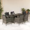 Vidaxl 7-Cz. Set di Mobili da Giardino con Cuscini, Grigio, Rattan PE