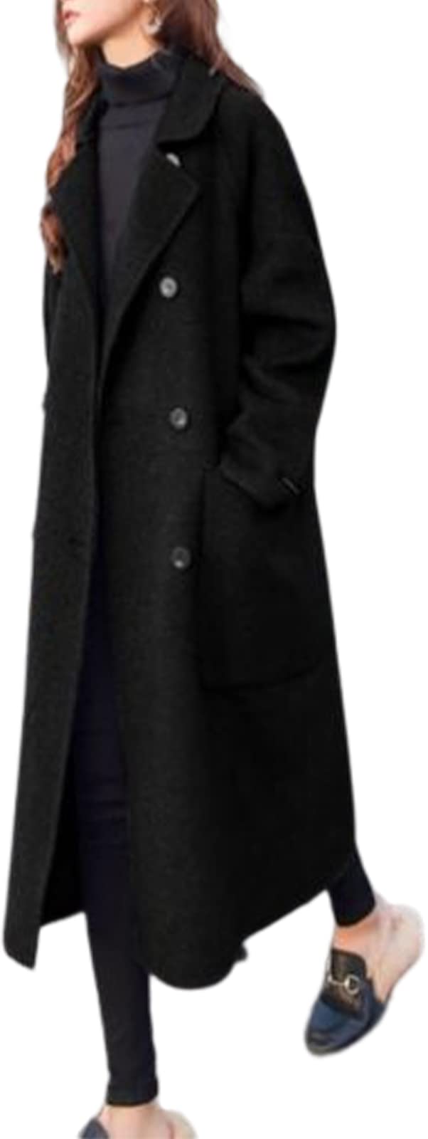 

Neiman by Chesterfield Loose Trench Perfect for Long Solid Size Coat, Long, Fit, Oversized, Thick, Coat, Fall/Winter, Casual, Business, Cute, Stylish, чорний