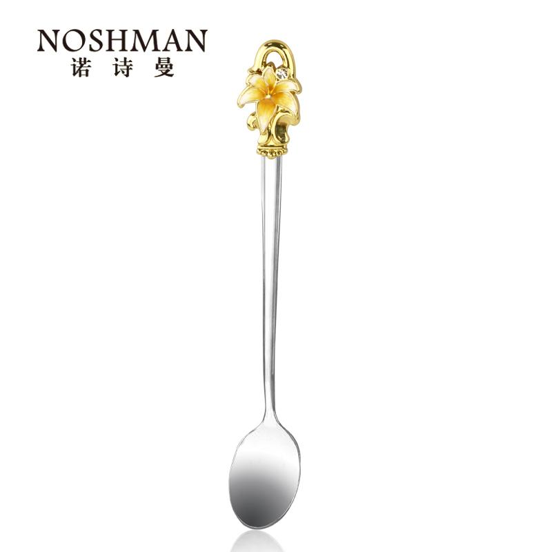 Stainless Steel Coffee Spoon, European-style Household Creative Flower Enamel Juice Stirring Spoon