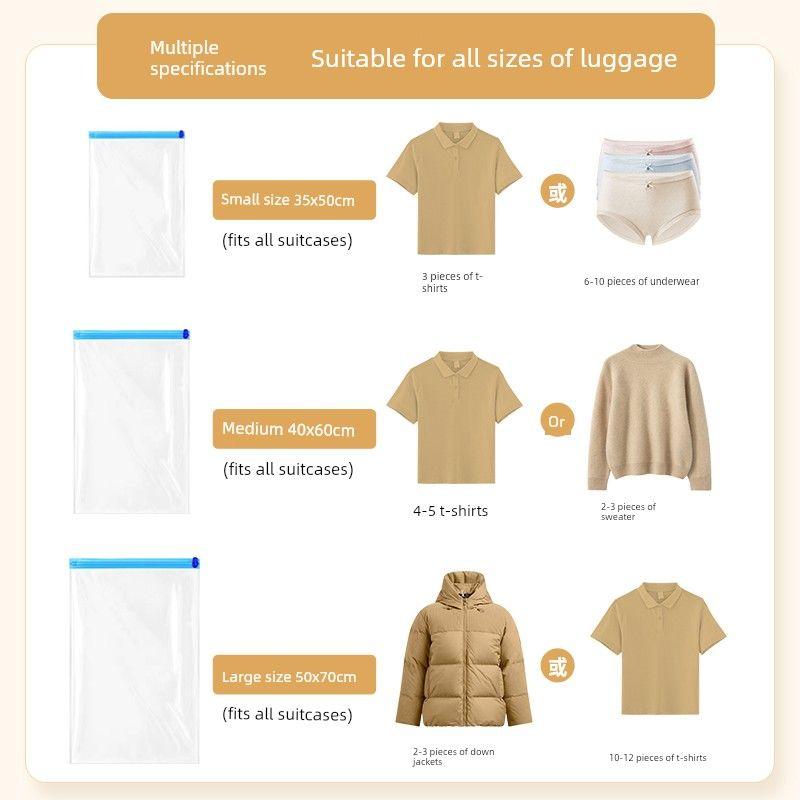 Hand-Rolled Compression Bags, No-Pump Vacuum Storage Bags, Special Bags for Business Trips, Clothing, Down Jackets, and Suitcases