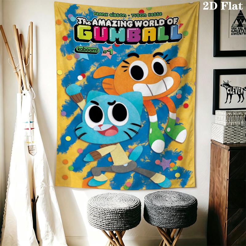 The Amazing World of Gumball Wall Tapestry Aesthetic Wall Hanging Printed Fabric Blanket Decorative Tapestries for Bedroom Living Room Home Decor