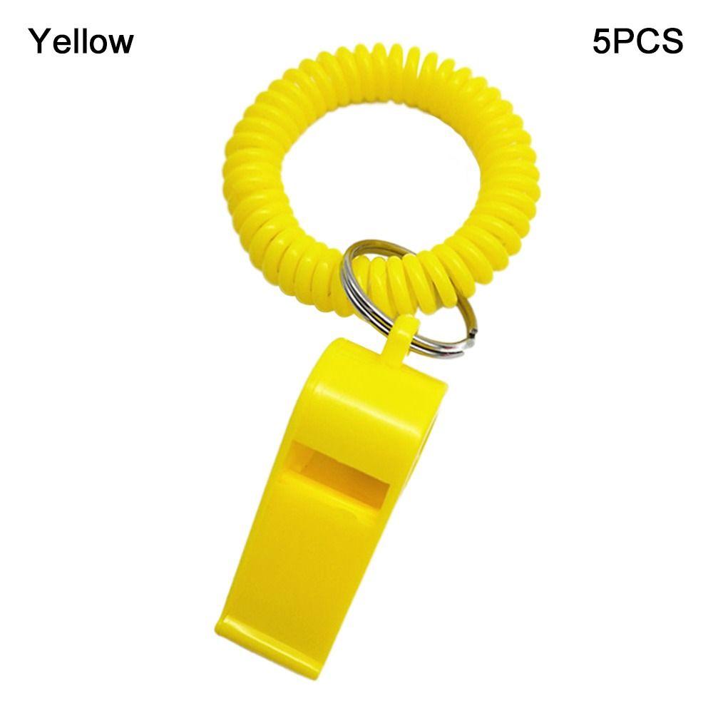 5pcs With Rope Spring Wristband Whistle Plastic Rugby Party Whistle  Training School Soccer Tools