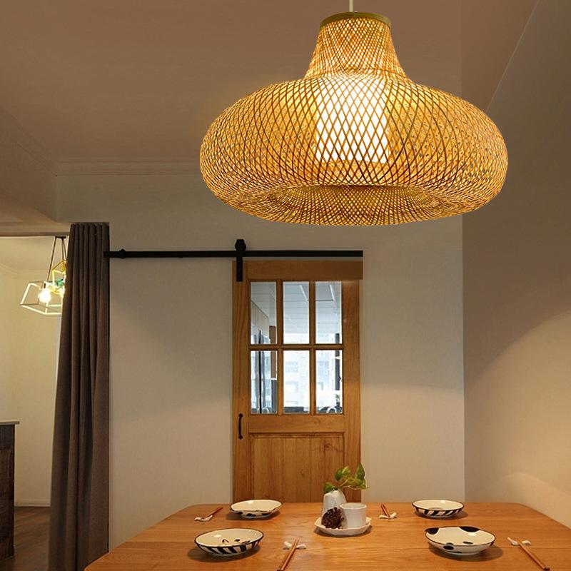 Creative Lantern Hand Knitted Bamboo Lantern Chandelier Ceiling Lamp Adjustable Hanging Cord High Quality-rattan Pendant Lights