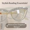 Edle Cat-Eye-Lesebrille mit Strass-Verzierungen - Altersweitsichtigkeit geeignet