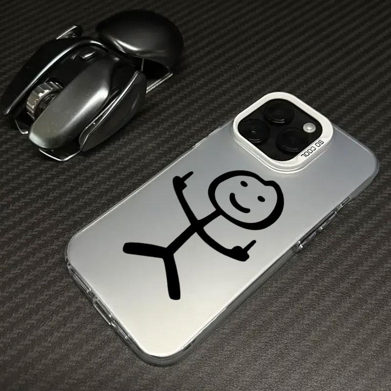 Funny Middle Finger Man Coque Funda Phone Case For iPhone 17 16 15 13 12 11 ProMax Pro Plus Shockproof & Anti-Fall Phone Cover