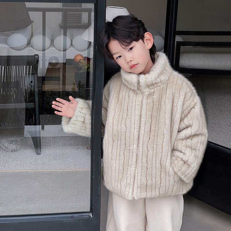 

Детская зимняя мода новое толстое теплое пальто из искусственного меха 150cm бежевый